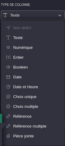Type de colonne