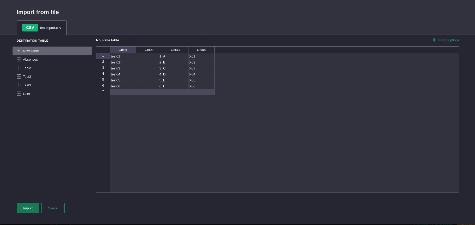 CSV import