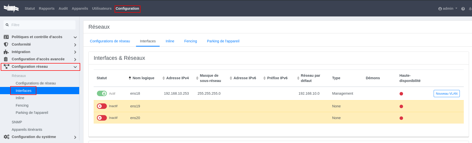 Net config