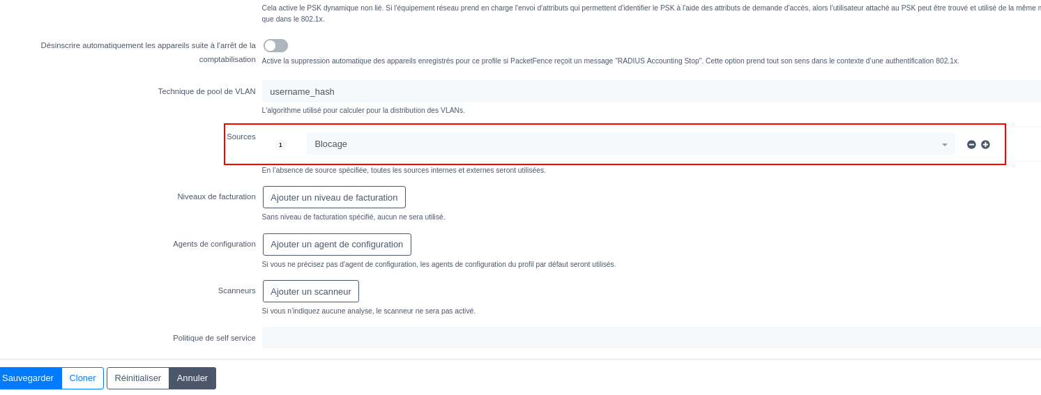 Configuration default profile