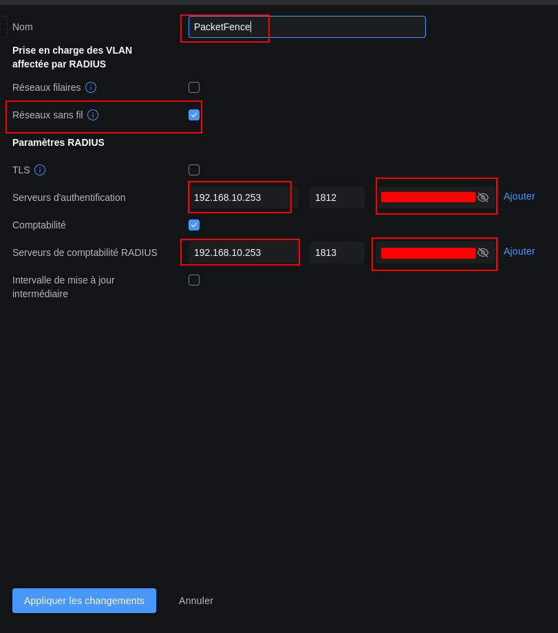 Configuration RADIUS Unifi