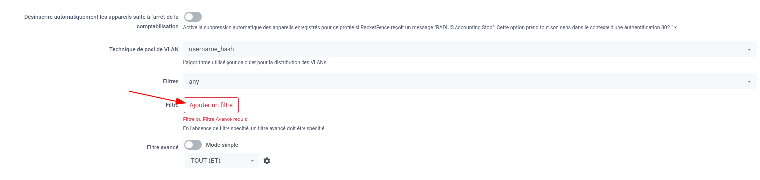Configuration WiFi Guest Profil de connexion PacketFence