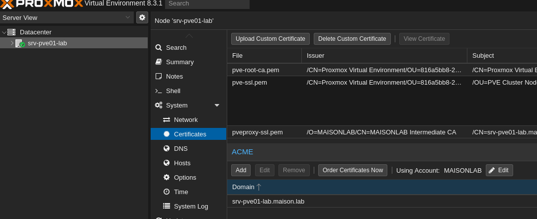 Proxmox Certificates
