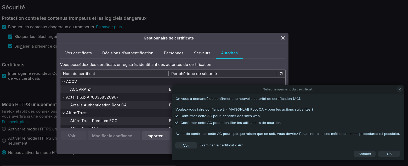 Magasin des certif Firefox